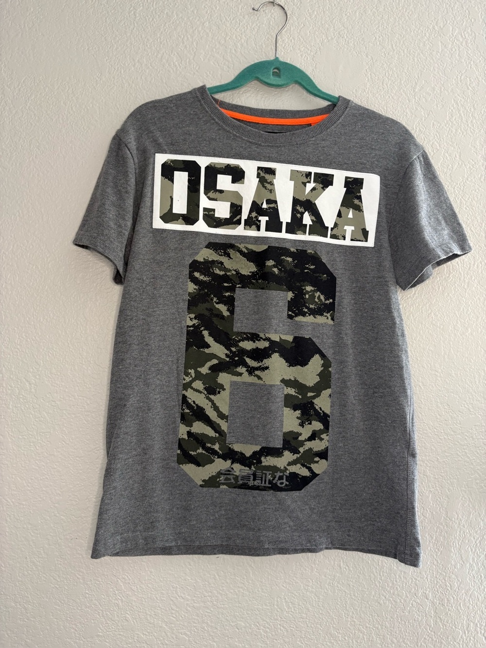 Superdry Osaka 6 Shirt Mens Medium Gray Slim Fit Short Sleeve British Camo